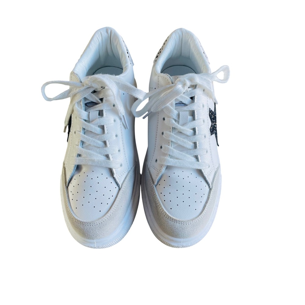 Vintage Havana Lexa White Black Star Platform Sneakers Dalmatian Print Size 8 - Picture 2 of 9